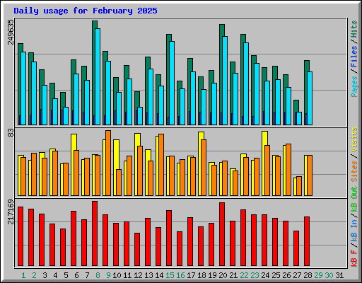 Daily usage for February 2025